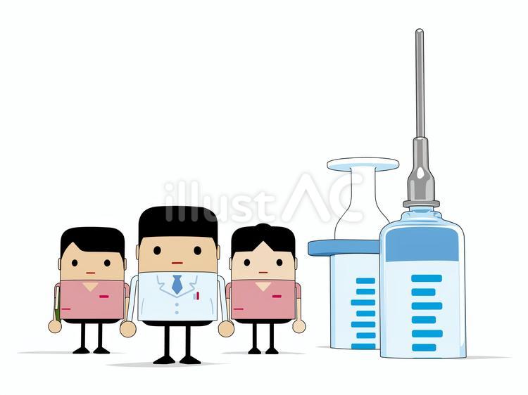 医師と看護師と注射器_2D調B 医師,医者,ドクターのイラスト素材