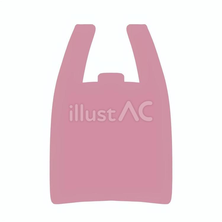 レジ袋シルエット　くすみピンク レジ袋,ビニール袋,有料化のイラスト素材