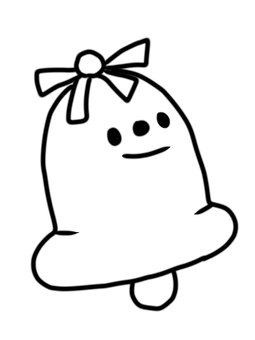 クリスマスベル クリスマス,ベル,鈴,鐘,塗り絵,手書き風,かわいいのイラスト素材