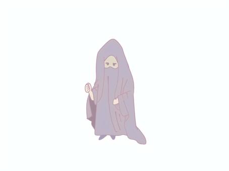 ブルカ風衣装を着た人 ブルカ,民族衣装,イスラム,女性,人のイラスト素材