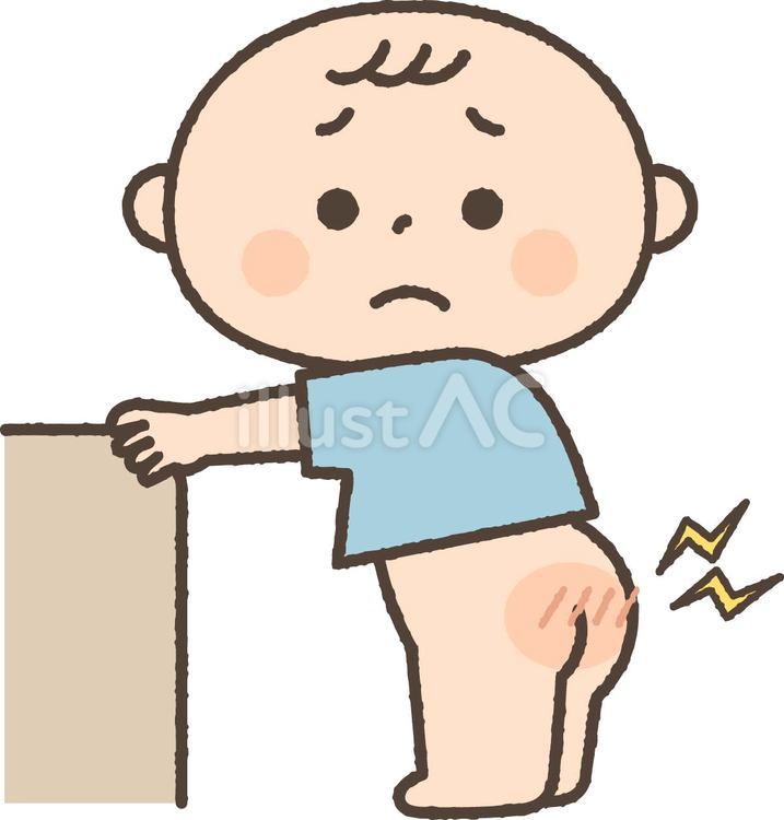 お尻がかぶれた赤ちゃん 人物,赤ちゃん,乳児のイラスト素材