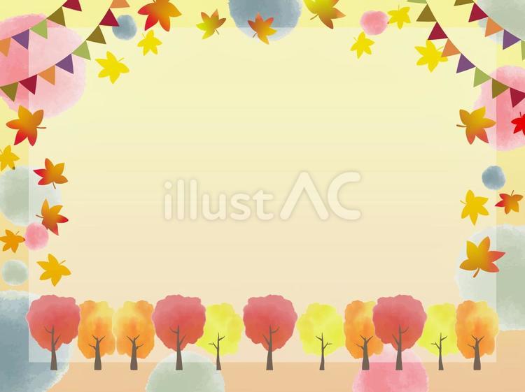 秋のイベントフレーム１ 秋,樹木,紅葉のイラスト素材