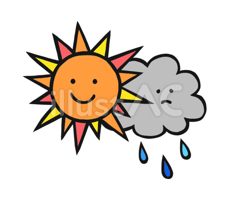 晴れのち雨 晴れ,太陽,雨のイラスト素材