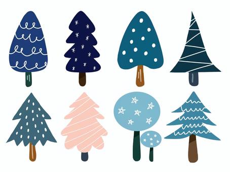 北欧テイストの木セット 北欧テイストの木セット 冬,雪,雪景色,ツリー,森,木,植物,自然,北欧,シンプルのイラスト素材