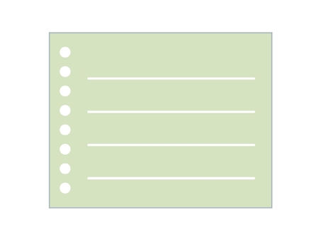 やさしいグリーンのメモ風イラスト メモ,ノート,罫線,フレーム,シンプル,かわいい,やさしい色,くすみカラー,メッセージカード,手書き風のイラスト素材