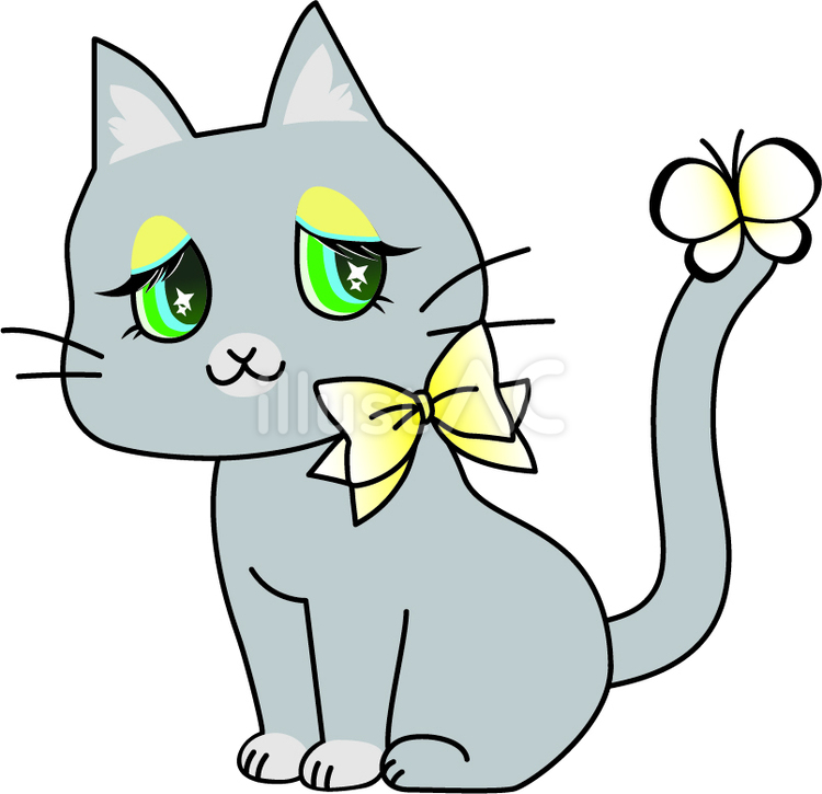 ねことちょうちょ ネコ,ちょうちょ,蝶のイラスト素材