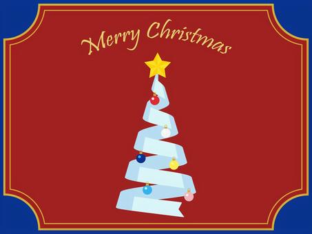 リボンツリーのクリスマスフレーム/赤背景 フレーム,螺旋,リボン,アイコン,ベクター,螺旋型,スパイラルツリー,リボンツリー,クリスマスツリー,xmaxのイラスト素材