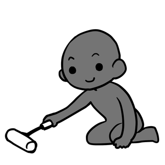 コロコロをかけるシルエット人物 シルエット,コロコロ,掃除,かける,掃除道具,便利,アイテム,清掃,潔癖症,こまめのイラスト素材