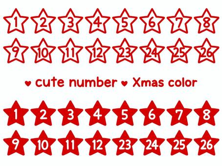 かわいい数字セット（Xmas星枠） 数字,番号,星,スター,枠,星枠,クリスマス,クリスマスカラー,12月,セットのイラスト素材