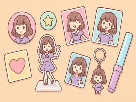 かわいい女の子のアイドルグッズ風イラスト