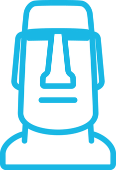 ピクトグラムの青のモアイ像です。 ピクトグラム,モアイ,像,シンプル,イースター島,石像,彫像,遺跡,古代史,世界遺産のイラスト素材