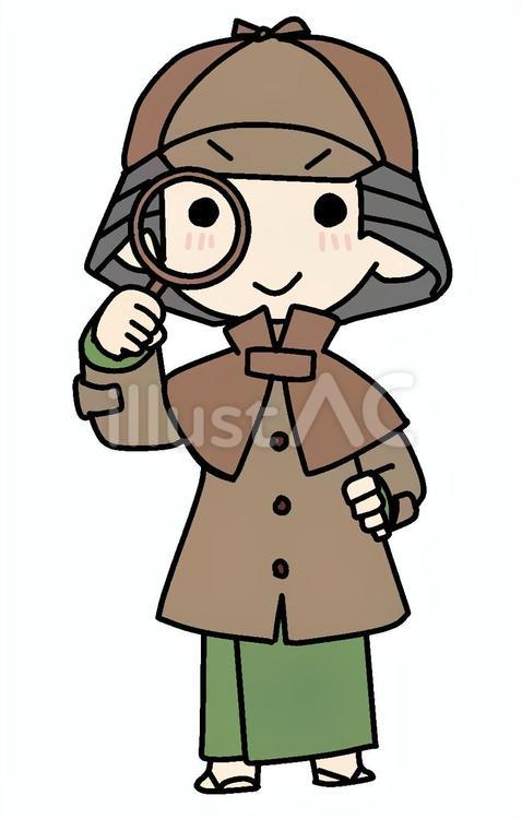 上機嫌で探偵をする町民 町民,探偵,楽しむのイラスト素材