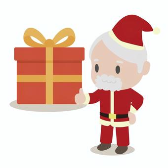 いいねするサンタとプレゼント クリスマス,サンタ,プレゼント,ギフト,贈り物,箱,ボックス,リボン,ラッピング,帽子のイラスト素材