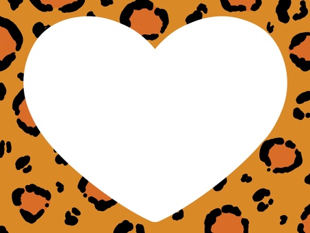 ヒョウ柄のハートのフレーム ヒョウ柄のハートのフレーム ヒョウ柄,フレーム,茶色,かわいい,手書き,ハート,枠,派手,メッセージカードのイラスト素材