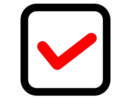 チェックマーク　赤　線画 チェックマーク,チェック,アイコン,かわいい,四角,赤,レ点,ok,合格,認証のイラスト素材