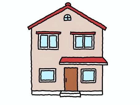 一戸建住宅 一戸建住宅 一戸建て,2階建て,住宅,家,線画,シンプル,手描きのイラスト素材