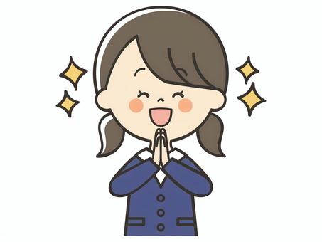 感謝する女の子 感謝,ありがとう,お礼,嬉しい,喜び,ワクワク,楽しみ,感動,感激,笑顔のイラスト素材