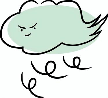 天気（強風）のイラスト 天気,さわやか,強風,木枯らし,春一番,キャラクターのイラスト素材