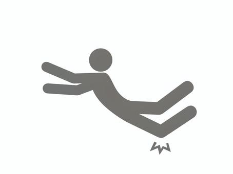 転んで膝を強く打ち打撲で痛がる人（灰色） 骨折,打撲,打つ,脱臼,怪我,外傷,切り傷,擦り傷,青あざ,内出血のイラスト素材