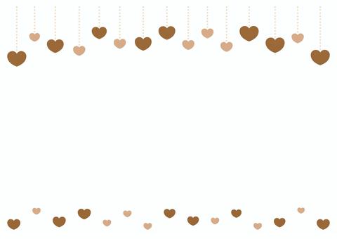 ハートの飾りのバレンタインフレーム、茶色 バレンタイン,ハート,背景,フレーム,枠,飾り枠,オーナメント,飾り,2月,おしゃれのイラスト素材