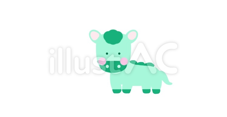 緑の馬 ウマ,緑,グリーンのイラスト素材