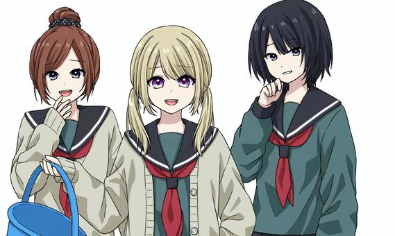 女の子 人物,女の子,キャラクター,制服,セーラー服,かわいい,アニメ絵,萌え系,綺麗,背景透過のイラスト素材