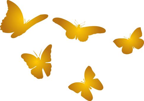 蝶 蝶,チョウチョ,ちょうちょう,シルエット,虫,昆虫,春,黄色,自然,癒しのイラスト素材