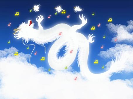 青空と龍と天使 龍,龍神,幻獣,辰,辰年,干支,十二支,運気,上昇,イラストのイラスト素材