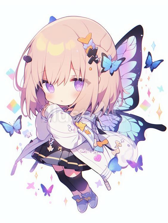 ちびキャラ翼の生えた女の子 ちびキャラ,デフォルメ,女の子のイラスト素材