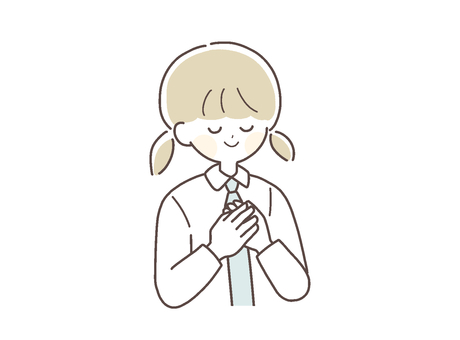 安心した穏やかな表情の女子学生 安心,女子,中学生,高校生,学生,落ち着く,リラックス,穏やか,癒し,制服のイラスト素材