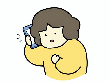 スマホで通話する人（無表情） スマホ,通話,会話,スマートフォン,もしもし,電話,相談,話す,しゃべる,おしゃべりのイラスト素材