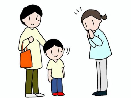 そっくりな親子にびっくりしている人 親子,そっくり,うり二つ,遺伝,似ている,同じ,ほくろ,激似,人物のイラスト素材