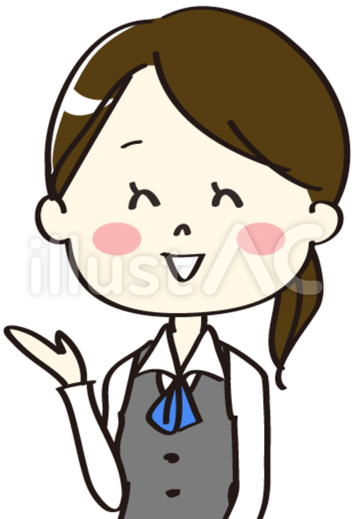案内する制服OL　にっこり にっこり,ご案内,こちらのイラスト素材