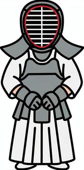 グレーの防具セットです。 剣道,防具,シンプル,武道,面,胴,小手,胴着,袴,武道具のイラスト素材