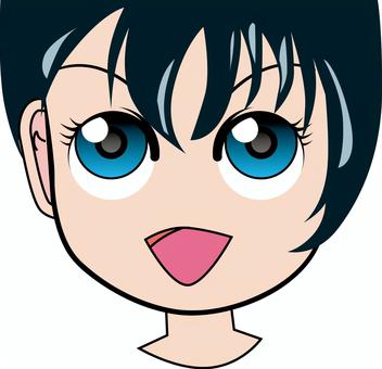 アニメ女子 笑顔,微笑む,嬉しい,女子,目,前髪,口,アニメ,ショートカット,漫画のイラスト素材
