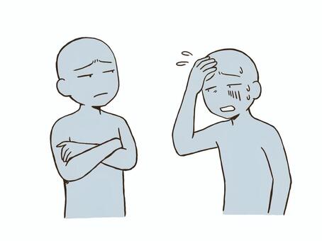 体調不良と不信感のドローイング デッサン,人形,ラフ,ポーズ,体調不良,ドローイング,下書き,具合悪い,疲労,信じないのイラスト素材