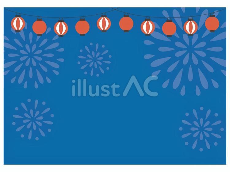 紅白の提灯と花火のお祭りフレーム 夏祭り,フレーム,背景のイラスト素材