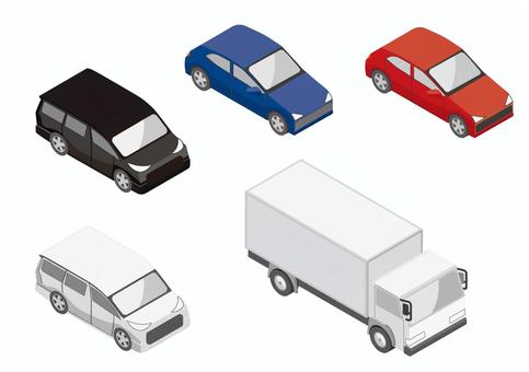 乗り物_２-アイソメトリック 自動車,車,乗用車,バン,ミニバン,トラック,交通,アイソメトリック,立体,アイソメのイラスト素材