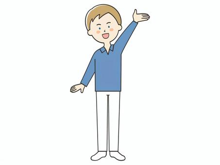 案内する白人男性 案内する白人男性 紹介,案内,説明,教える,重要,お知らせ,注目,誘導,元気,手を振るのイラスト素材