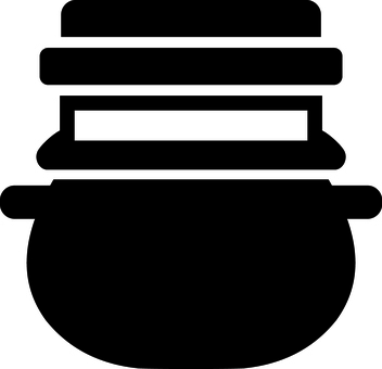 ピクトグラムの黒の釜めしです。 ピクトグラム,釜めし,シンプル,食べ物,釜,日本,料理,炊き込み,土鍋,和食のイラスト素材