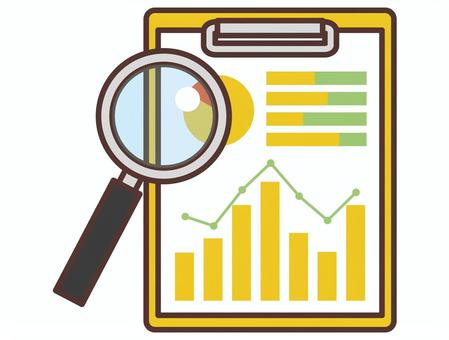 material, magnifying glass, graph, bar graph, JPG and PNG