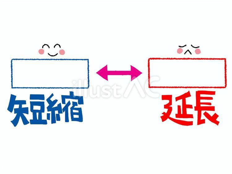 短縮と延長 短縮,延長,文字絵のイラスト素材