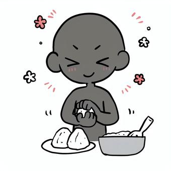 おにぎりを握る笑顔のシルエット人物 シルエット,おにぎり,笑顔,握る,うれしい,楽しみ,にこにこ,期待,気持ち,込めるのイラスト素材