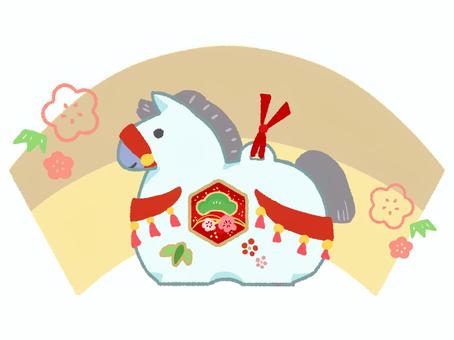 【手描き】かわいい馬の土鈴【年賀状用】  馬,土鈴,午,正月,年賀状,新年,運気上昇,民芸品,伝統,工芸品のイラスト素材