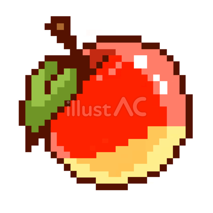 りんご　ドット絵 りんご,ドット絵,果物のイラスト素材
