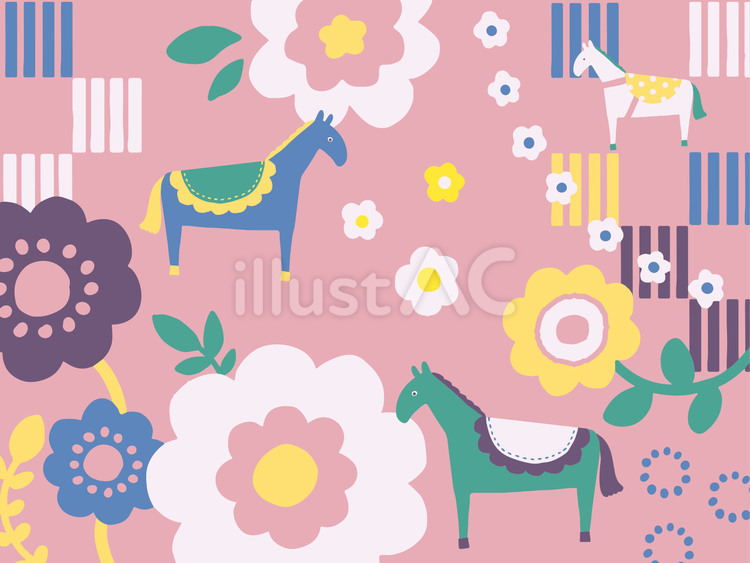 しぶかわポップ午年年賀 午,テンプレート,馬のイラスト素材