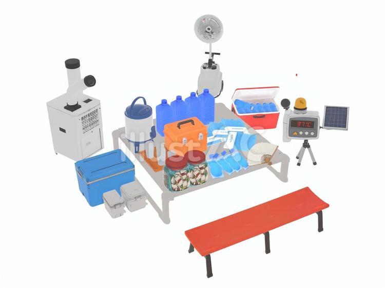 夏建設土木工事現場安全休憩熱中症対策用品 暑さ,夏,熱中症対策のイラスト素材