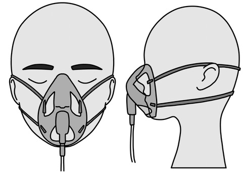 オープンフェイスマスク 横顔と正面白黒