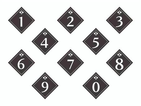 数字（菱形・枠あり・菱模様入）03 数字,ナンバー,菱形,菱模様,四角,番号,セット,アイコンのイラスト素材