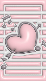 ぷっくり 待ち受け画像 ハート 待ち受け,立体的,ぷっくり,ハート,ピンク,音符のイラスト素材